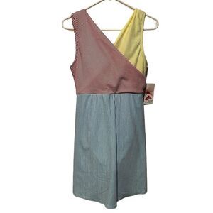 NWT Lands' End Women's Tummy Control Swim Dress Size 10 Seersucker V-neck Beach